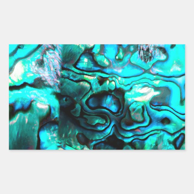 Adesivo Retangular Detalhe da concha de paua abalone turquesa (Frente)