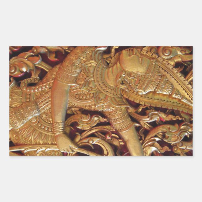 Adesivo Retangular Detalhe do Templo Budista Tailandês (Frente)