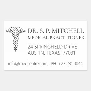 ADESIVO RETANGULAR DETALHES MÉDICOS DE CUIDADOS DE SAÚDE