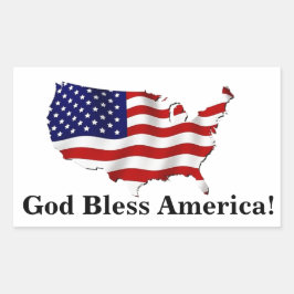 Adesivo Retangular Deus abençoe America United States Flag Sticker