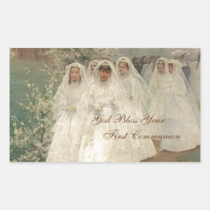 Adesivo Retangular Deus abençoe seu primeiro comunhão