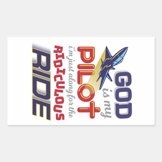 Adesivo Retangular DEUS É MEU PILOTO - Vinhetas Cristãs (Frente)