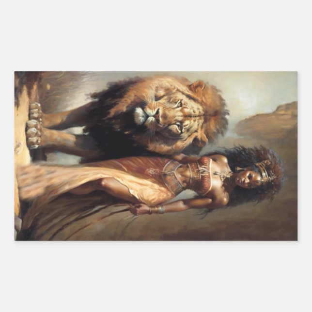 Adesivo Retangular Deusa Africana dos Animais, Arte (Frente)
