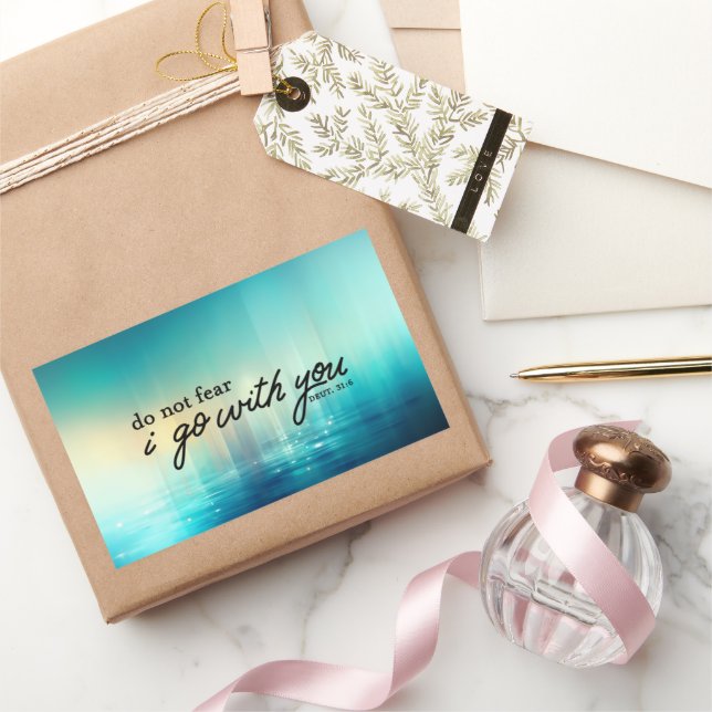 Adesivo Retangular Deuteronomia 31:6 Não Teme Bíblia Verso Azul (Presentear)