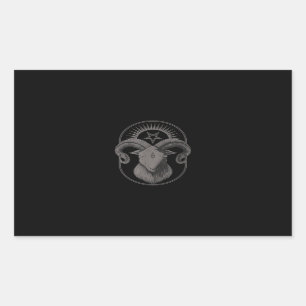 Adesivo Retangular Devil Goat Pentagram Baphomet Satan Occult Satanic