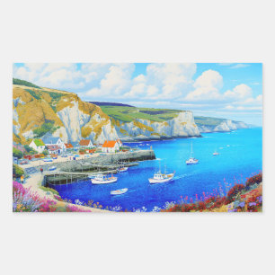 Adesivo Retangular "Devon Harbor Dreamscape" - Uma paisagem marinha i