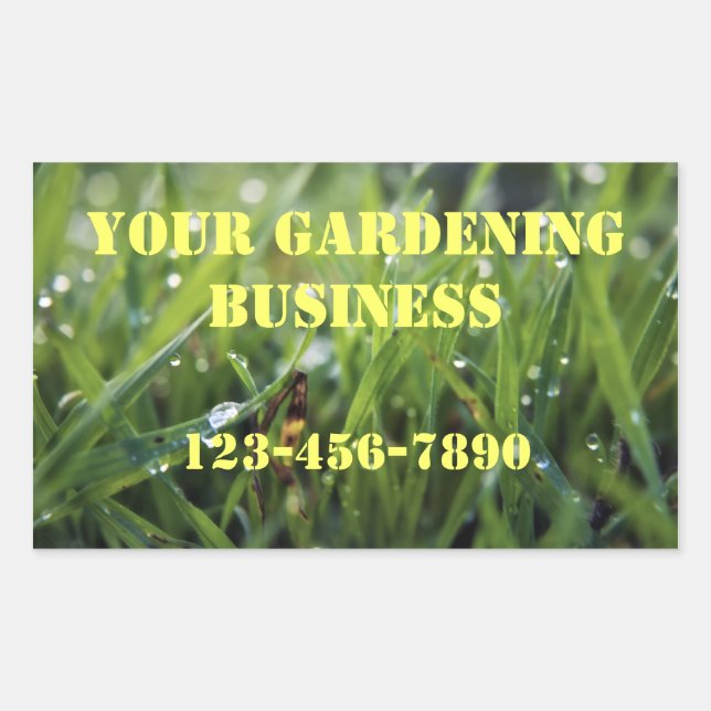 Adesivo Retangular Dew Drop Grass Gardening Business Stickers (Frente)