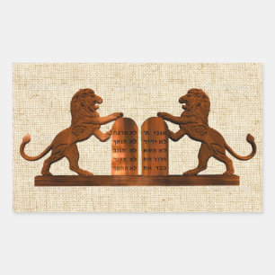 Adesivo Retangular Dez Mandamentos e Leões