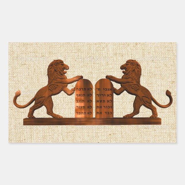 Adesivo Retangular Dez Mandamentos e Leões (Frente)