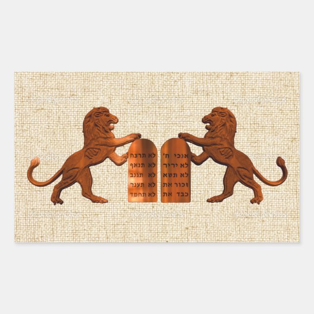 Adesivo Retangular Dez Mandamentos e Leões (Frente)