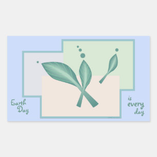 Adesivo Retangular Dia da Terra Pastéis de Teto Rosa Verde-Rosa Artsy