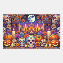 Adesivo Retangular Dia das Bruxas dos Mortos