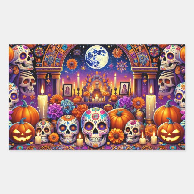 Adesivo Retangular Dia das Bruxas dos Mortos (Frente)