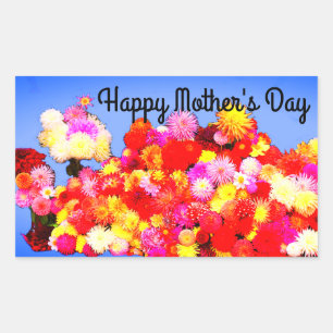 Adesivo Retangular Dia de as mães Feliz Várias Dahlias nº 2-3 Sticker