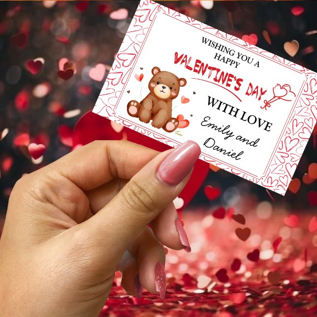 Adesivo Retangular Dia de os namorados de Urso de Aquarela (Watercolor Bear Valentine's Day Rectangular Sticker)