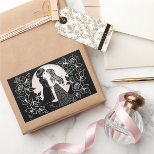 Adesivo Retangular Dia de os namorados Gótico Beijo Gótico