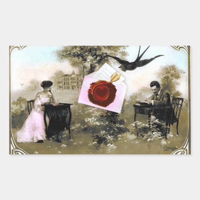 ADESIVO RETANGULAR DIA DE OS NAMORADOS ROMÂNTICO AMAVA CORAÇÃO DE SEA (Frente)