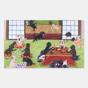 Adesivo Retangular Dia do ano novo japonês Labradors
