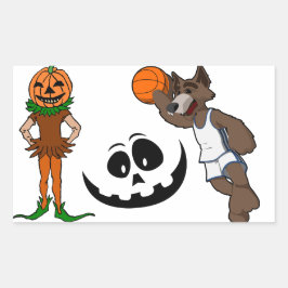 Adesivo Retangular Dia dos Esqueletos de basquete do Stickers Hallowe