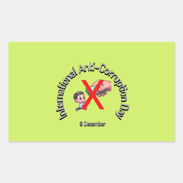Adesivo Retangular Dia Internacional Anti-Corrupção. 9 de dezembro (Frente)