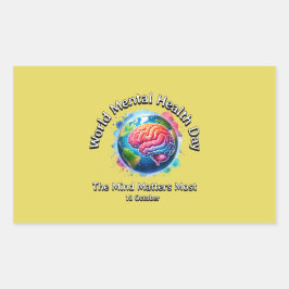 Adesivo Retangular Dia Mundial da Saúde Mental. A Mente Importa Mais.