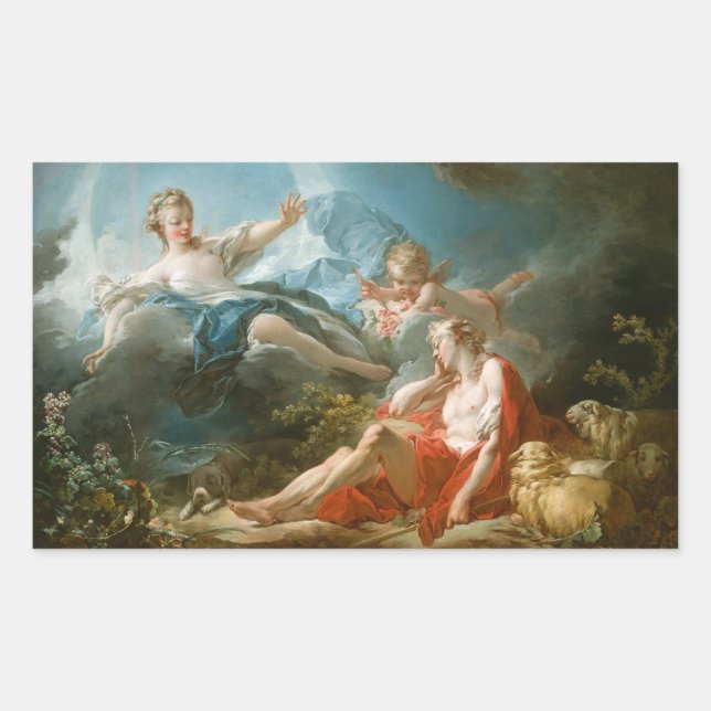 Adesivo Retangular Diana e Endymion por Jean-Honoré Fragonard (Frente)
