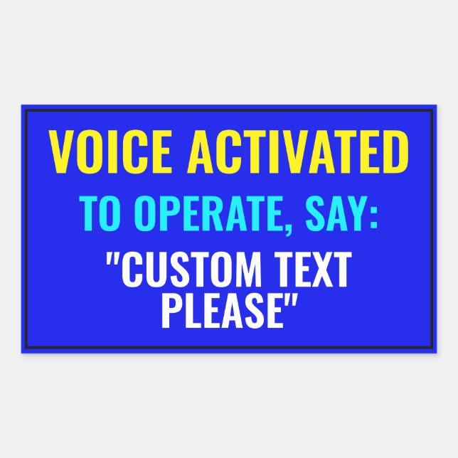 Adesivo Retangular Diga...? Autocolante Ativado por Voz Personalizado (Frente)