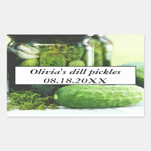 Adesivo Retangular Dill Pickles Mason Jars Pepinos Comida caseira