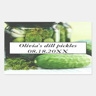 Adesivo Retangular Dill Pickles Mason Jars Pepinos Comida caseira