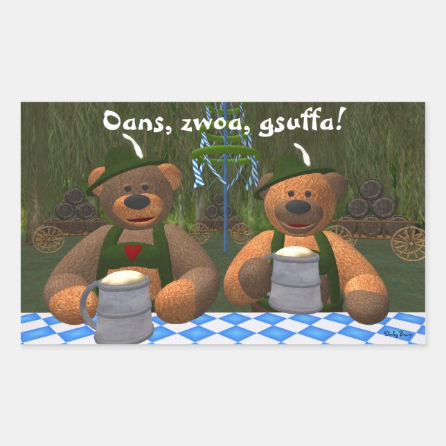 Adesivo Retangular Dinky Bears Oktoberfest (Frente)
