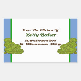 Adesivo Retangular Dip ou receita personalizados do Artichoke de Vint