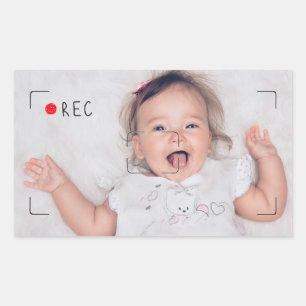 Adesivo Retangular Disco Engraçado Ponto Vermelho Foto Personalizada