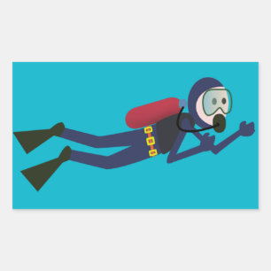 ADESIVO RETANGULAR DIVER, TANQUE E ARTE DE MÁSCARA ENCANTADA SCUBA