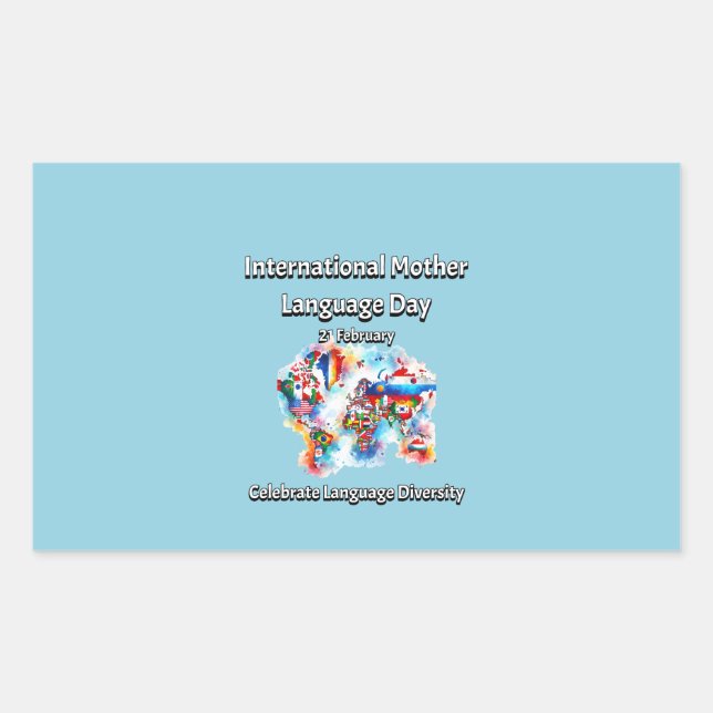 Adesivo Retangular Diversidade linguística. Língua materna internacio (Frente)