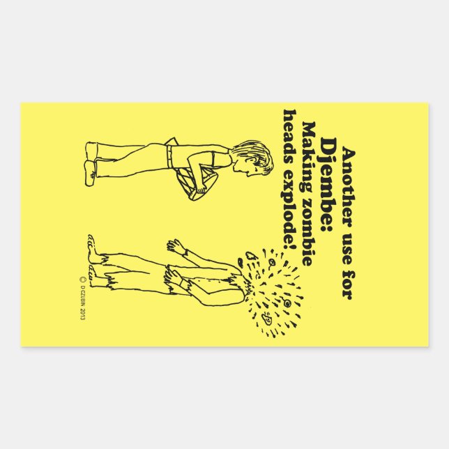 Adesivo Retangular Djembe Faz Zombies Explodir Vinheta Retangular (Frente)