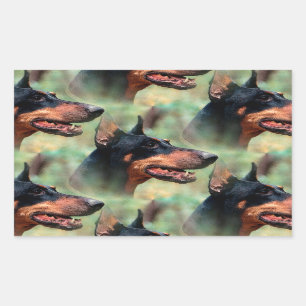 Adesivo Retangular Doberman Pinscher na floresta