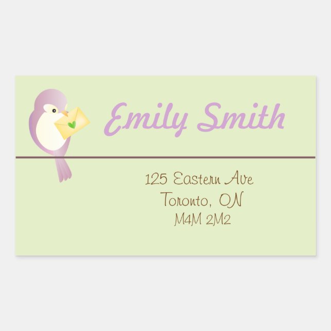 Adesivo Retangular Doce Bird Address Return Sticker (Frente)