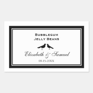 Adesivo Retangular Doces dobro da recepção de casamento dos pássar