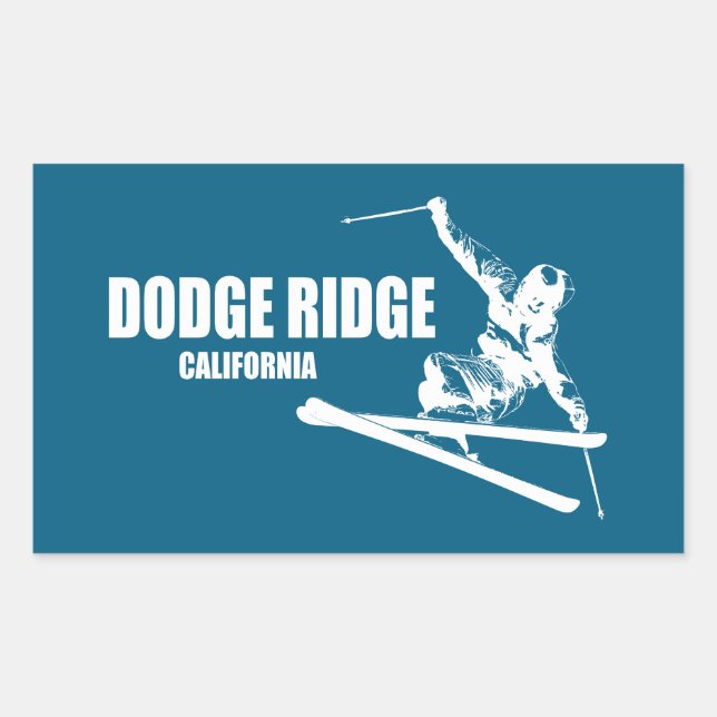 Adesivo Retangular Dodge Ridge Mountain Resort California Skier (Frente)