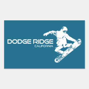 Adesivo Retangular Dodge Ridge Mountain Resort California Snowboarder