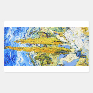 Adesivo Retangular Dois álamos em um monte Vincent van Gogh
