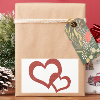 Adesivo Retangular Dois Corações Vermelhos Ligados Juntos