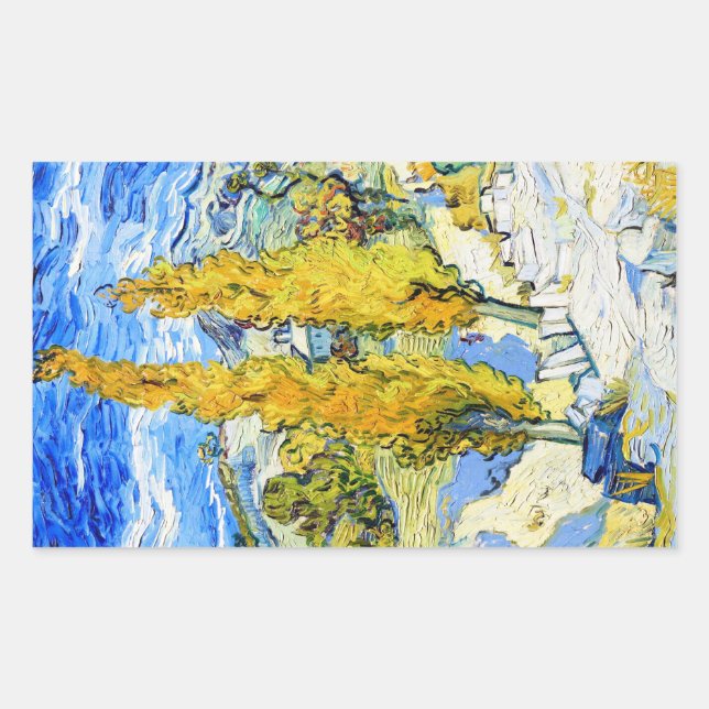 Adesivo Retangular Dois Poplars em Hill Vincent van Gogh (Frente)
