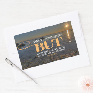 Adesivo Retangular Don Quixote, citação inspiracional "Madness"