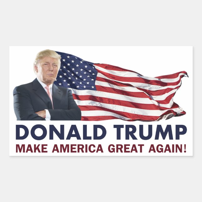 Adesivo Retangular Donald Trump US Flag (Frente)