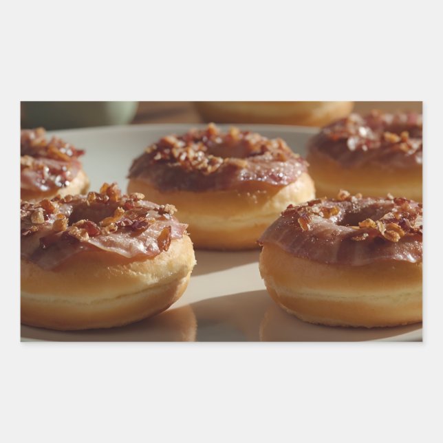 Adesivo Retangular Donuts de Bacon com Xarope de Bordo (Frente)