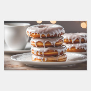 Adesivo Retangular Donuts Glaceados de Baunilha