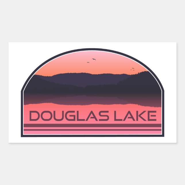 Adesivo Retangular Douglas Lake Tennessee Red Sunrise (Frente)
