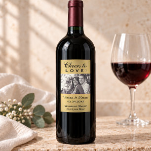 Adesivo Retangular Dourada alegria para amar a garrafa de vinho fotog