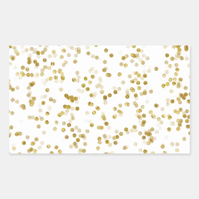 Adesivo Retangular Dourado Faux Metallic Dot Bokeh Background Bling (Frente)
